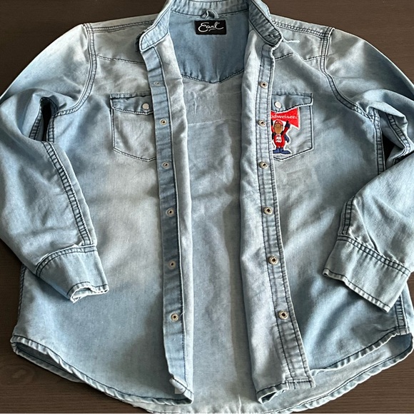 VTG-EarL Jean"Budweiser-unisex Long Sleeve Shirt, Light Blue Size L - Picture 8 of 8